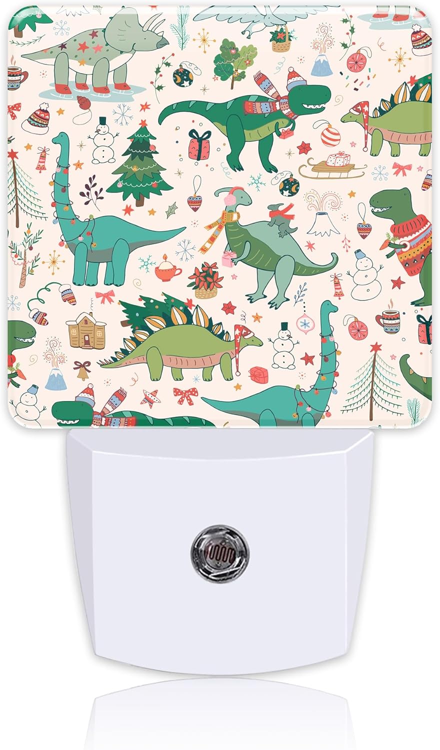 Cute Dinosaur Christmas Night Light for Kids, LED Night Light Plug into Wall with Dusk to Dawn Sensor for Girls Boys Women Men Room Decor, Hallway, Kitchen, Bathroom, Nursery, Stairs