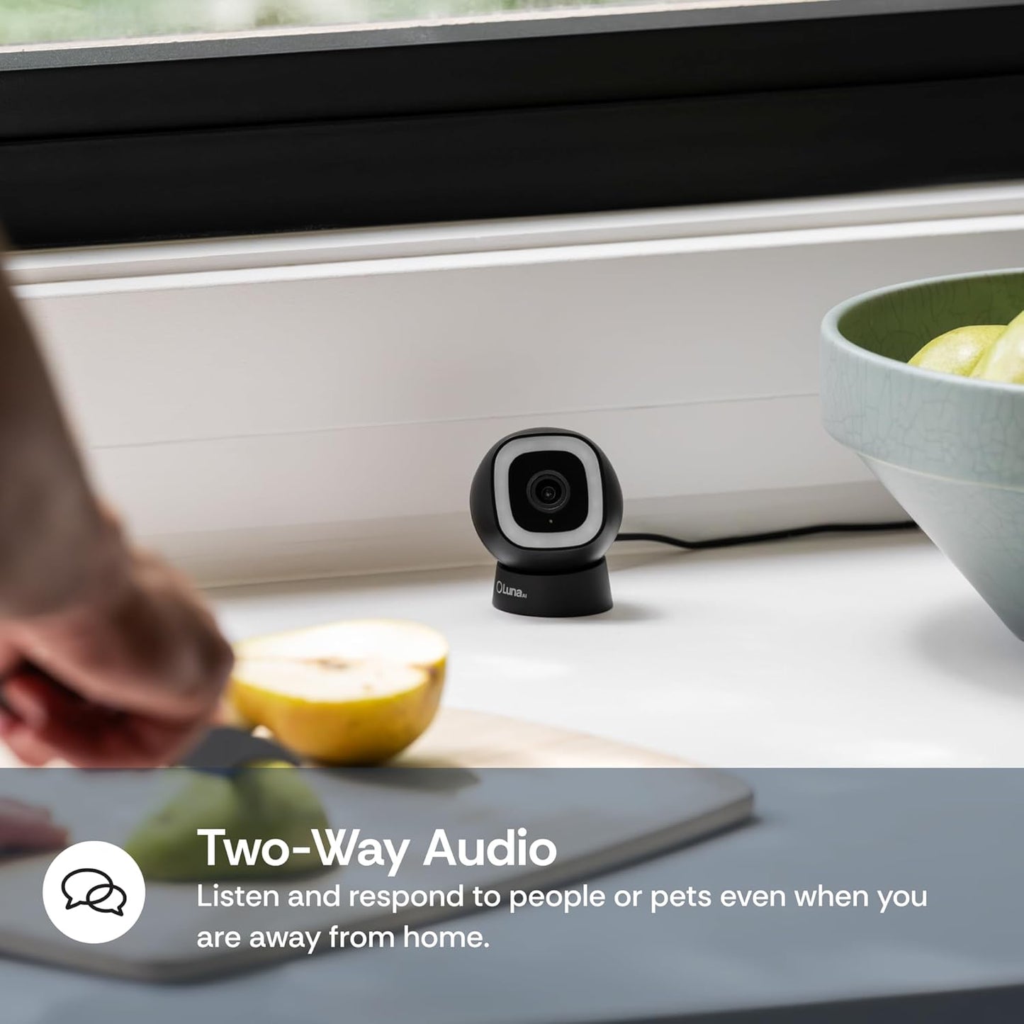 Luna 2K QHD Security Camera Indoor/Outdoor, 2.4GHzWired IP65 WiFi Camera for Home Security, Color Night Vision, Spotlight/Siren, AI Motion Detection, Smart Alerts, App Control (1, Black)