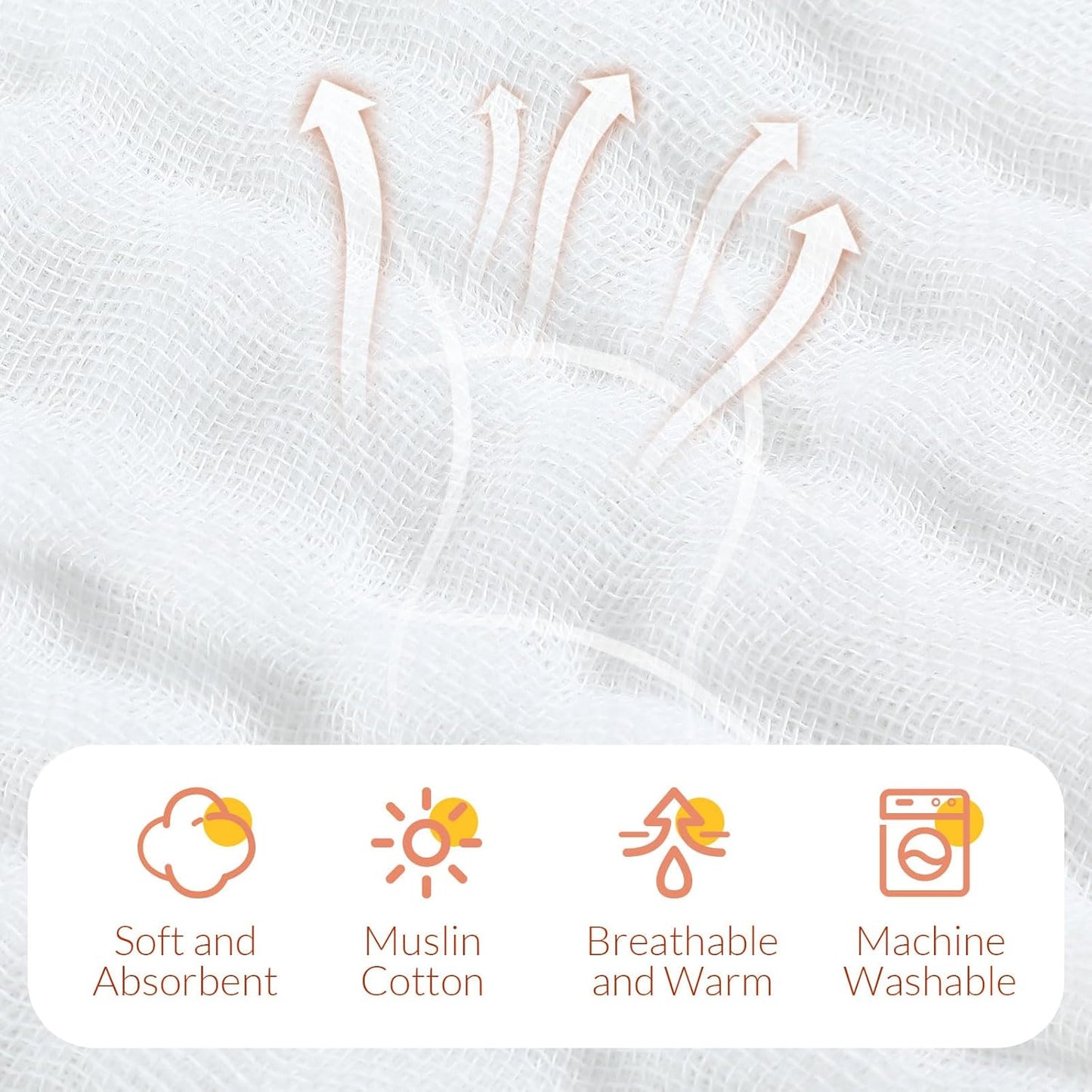 VitalCozy 8 Pcs Baby Muslin Hooded Bath Towels and Washcloths, 32 x 32 Inch Muslin Cotton Absorbent Hooded Blankets for Gift Newborn Infant Shower (Grey, Blue)