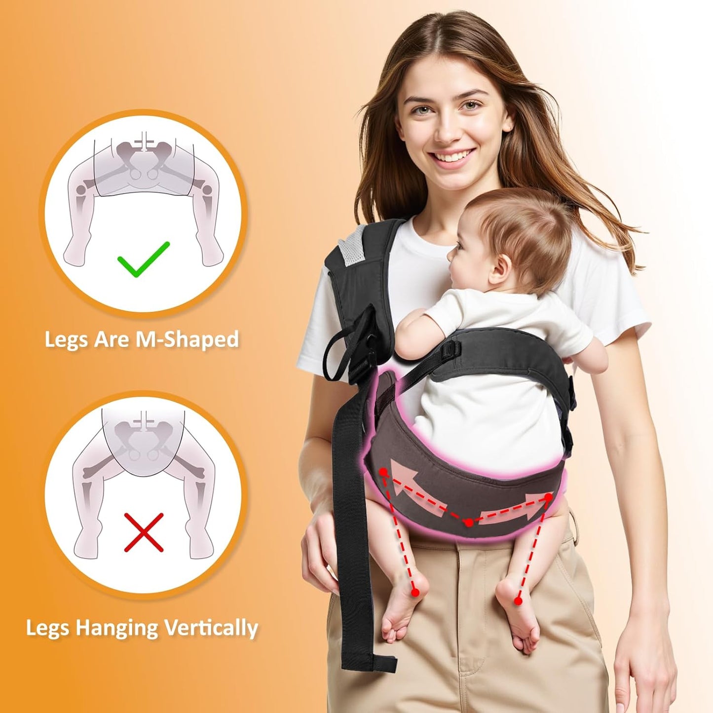 Toddler Carrier Sling for Newborn to Toddler, Ring Sling Baby Carrier 15–55 lbs with Breathable & Anti-Slip Seat Cushion for Comfort, Lightweight Travel-Friendly (Black)