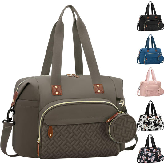 Diaper Bag Tote, Baby Bag Travel Diaper Tote Bag with Pacifier Case, Cute Maternity Hospital Baby Stylish Diaper Tote for Mom Dad Medium Size, Khaki