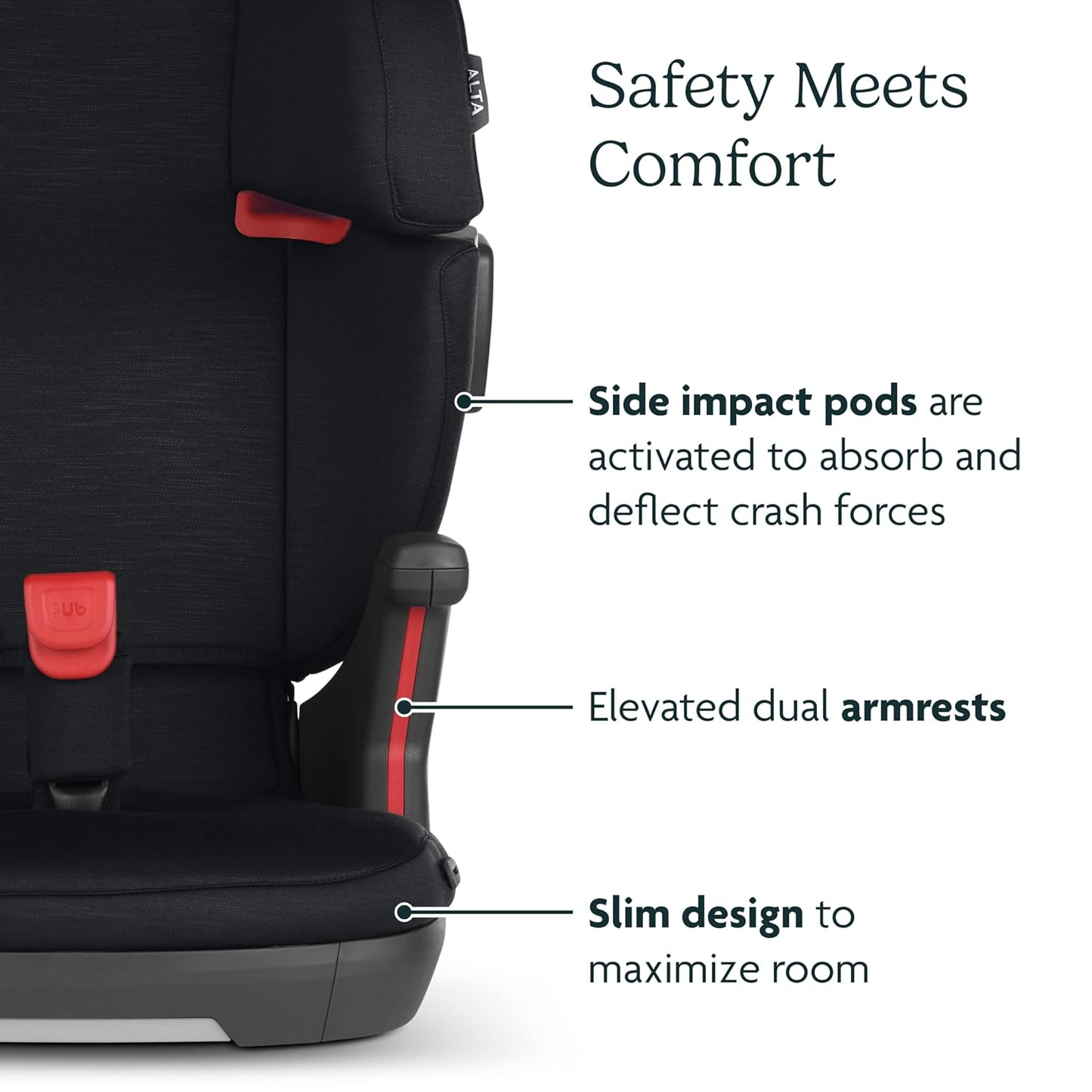 UPPAbaby Alta V2 High Back Booster Seat/Seven-Position, Active Support Headrest for Growing Children/SecureFit Integrated Belt Guide + Positioner/Cup Holder Included/Jake (Black Mélange)