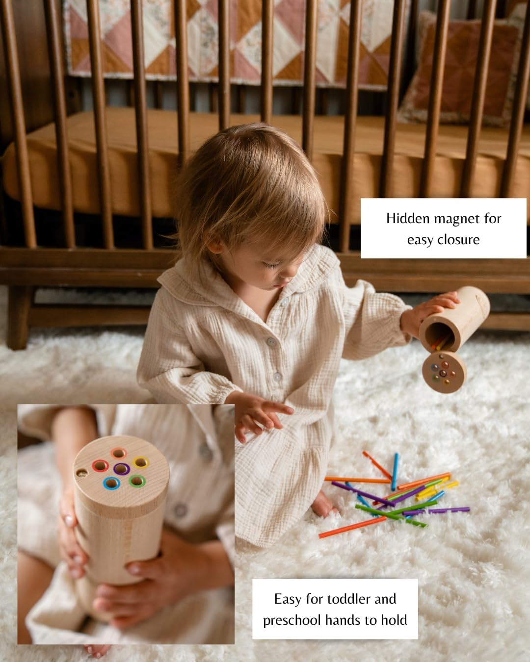 Sticks for Kids Plus Size, Montessori Toddler Toys for 1-3 Year Old, 1 Year Old Gift, Wooden Toys, Sensory Toys, Toddler Stocking Stuffer, Educational Games