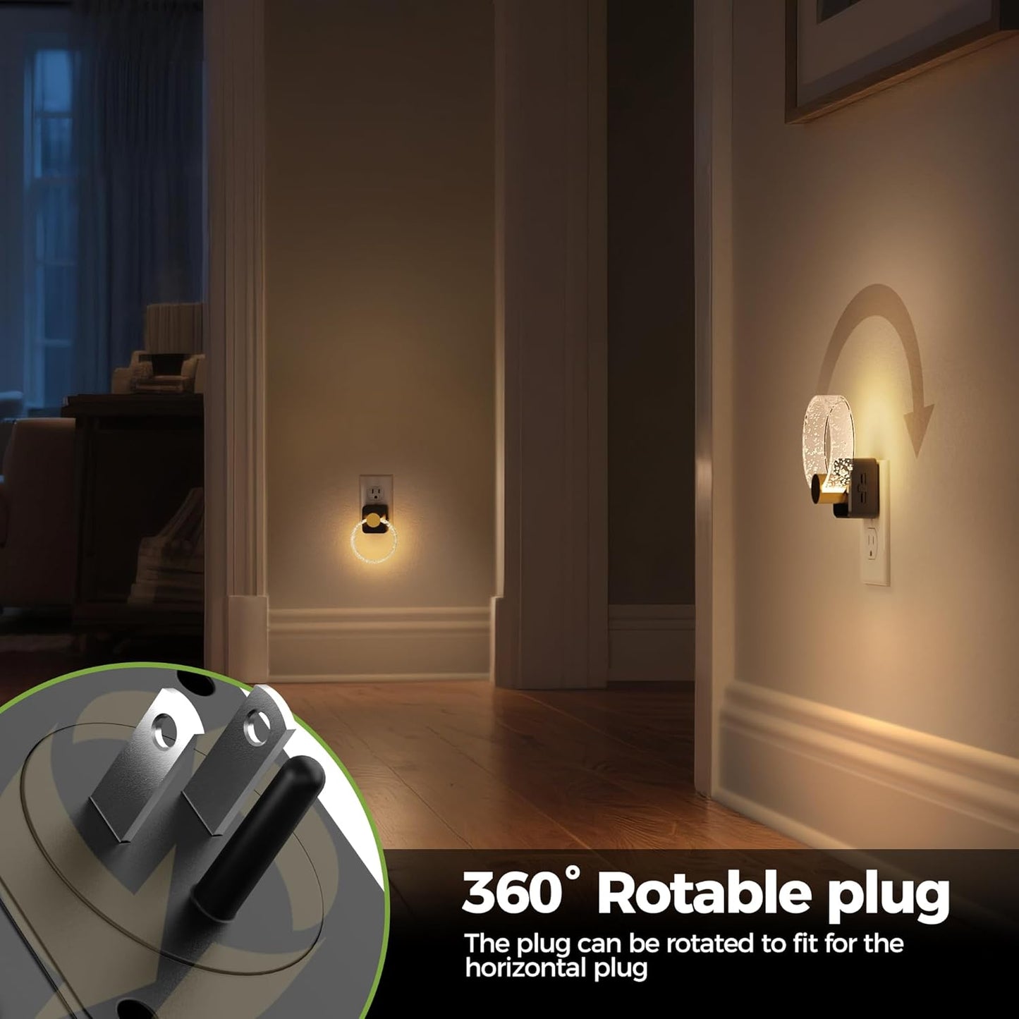 DORESshop LED Night Light, Decorative Night Light Plug Into Wall with Dusk-to-Dawn Sensor, Dimmable Nightlights, Adjustable Brightness for Hallway, Bedroom,Kids Room,Stairway, Soft White