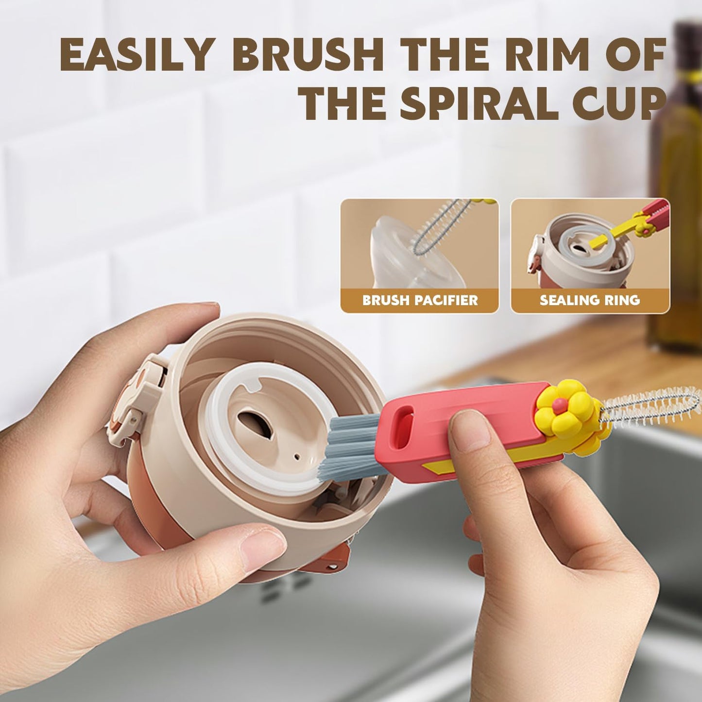 3 in 1 Multifunctional Cleaning Brush, Crevice Cleaner for Bottle Gap Tight Spaces, Portable Cup Lid Cleaner (6 PCS)