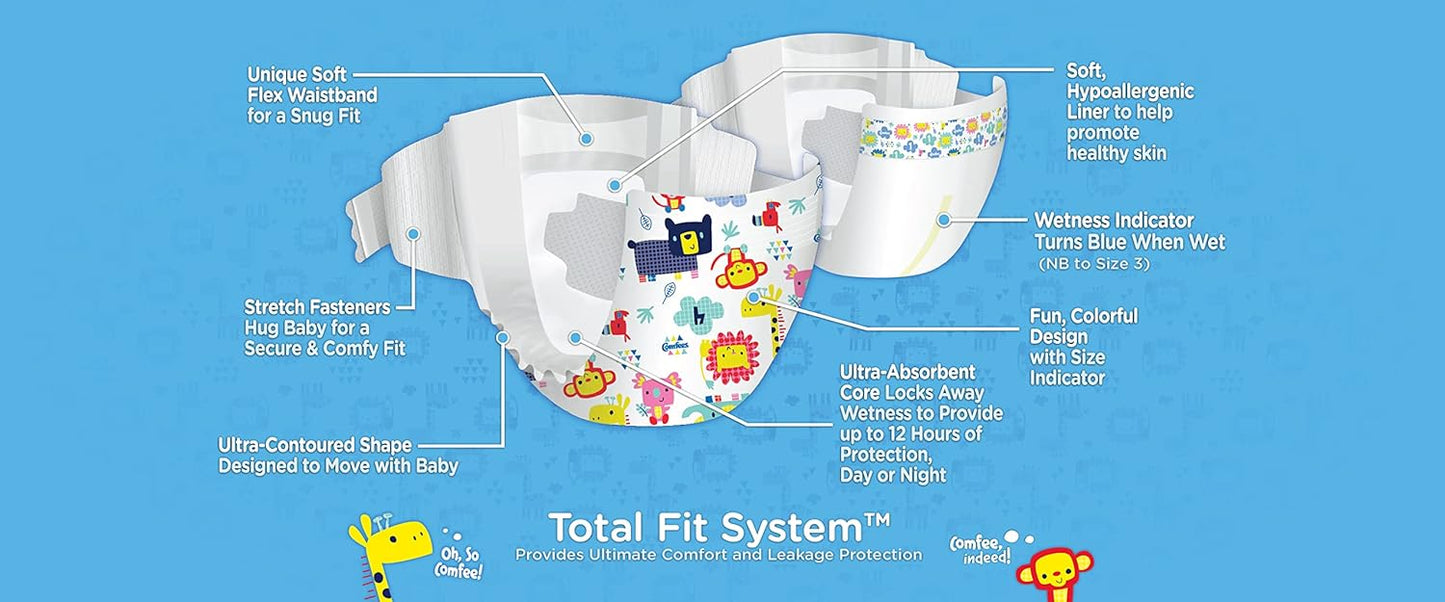 Comfees Premium Baby Diapers with Total Fit System for Boys & Girls, Size 2, 168Count, White (CMF-2)
