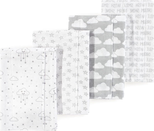 Luvable Friends Hudson Baby Flannel Burp Cloths 4pk, Misty Gray Cloud