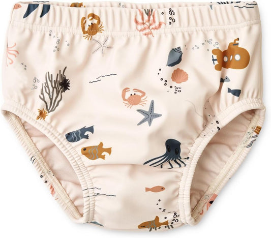 Baby Toddler Unisex Reusable Swim Diaper, Size 2-3, 1 Count, Blue, Animal Print, Waterproof, Bisphenol A Free, 22-34 lbs, 18-24M