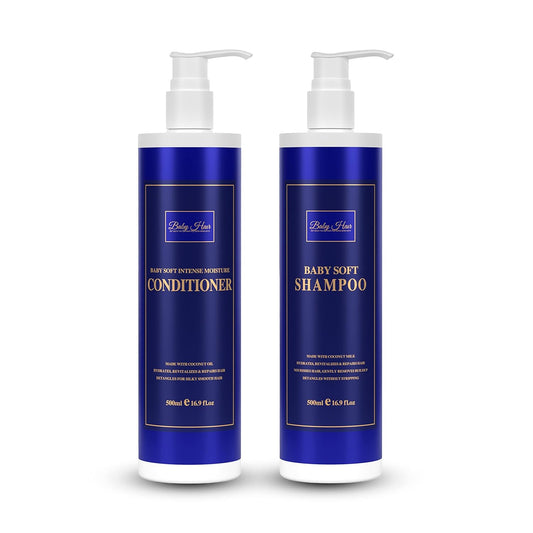 Baby Hair, Coconut Tress Intense Moisture Shampoo and Conditioner Duo - Hydrating Hair Care for All Hair Types Count Pack 33.8oz.