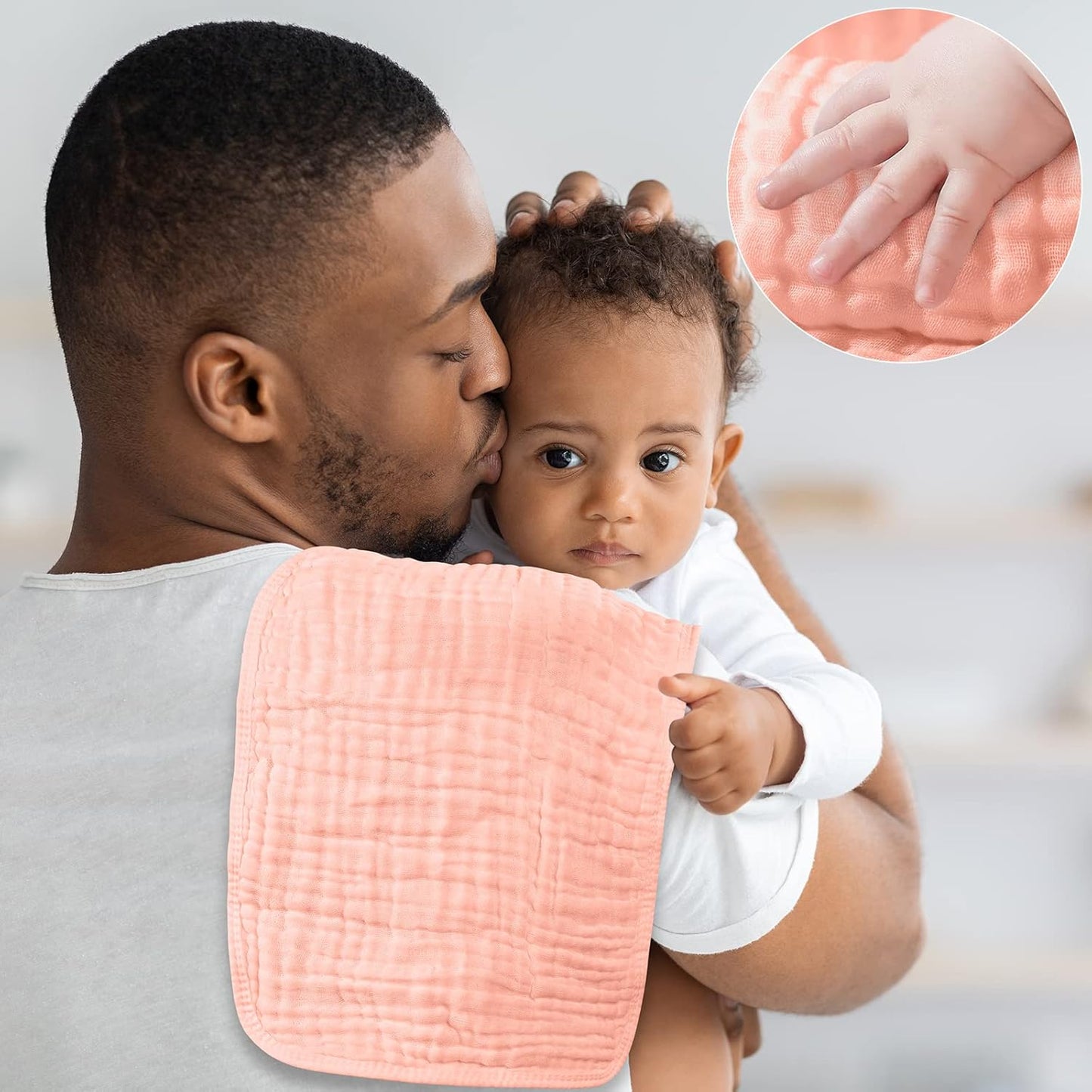 Yoofoss Muslin Burp Cloths for Baby 10 Pack 100% Organic Cotton Baby Washcloths for Boys Girls Large 20''X10'' Super Soft and Absorbent Blush