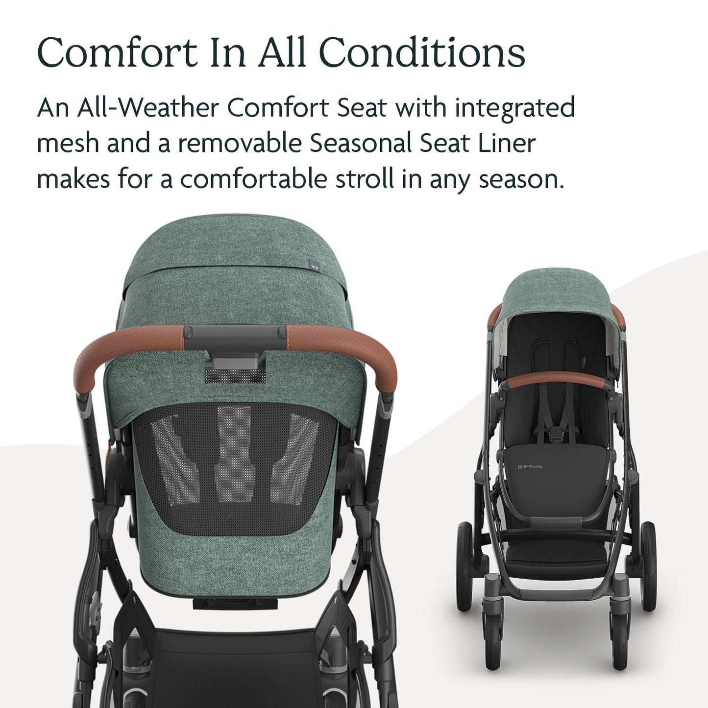 UPPAbaby Vista V3 Stroller - Full-Size Single-to-Double Stroller System - Toddler Seat, Bug Shield, Rain Shield, and Storage Bag Included - Gwen (Green Mélange/Carbon Frame/Saddle Leather)