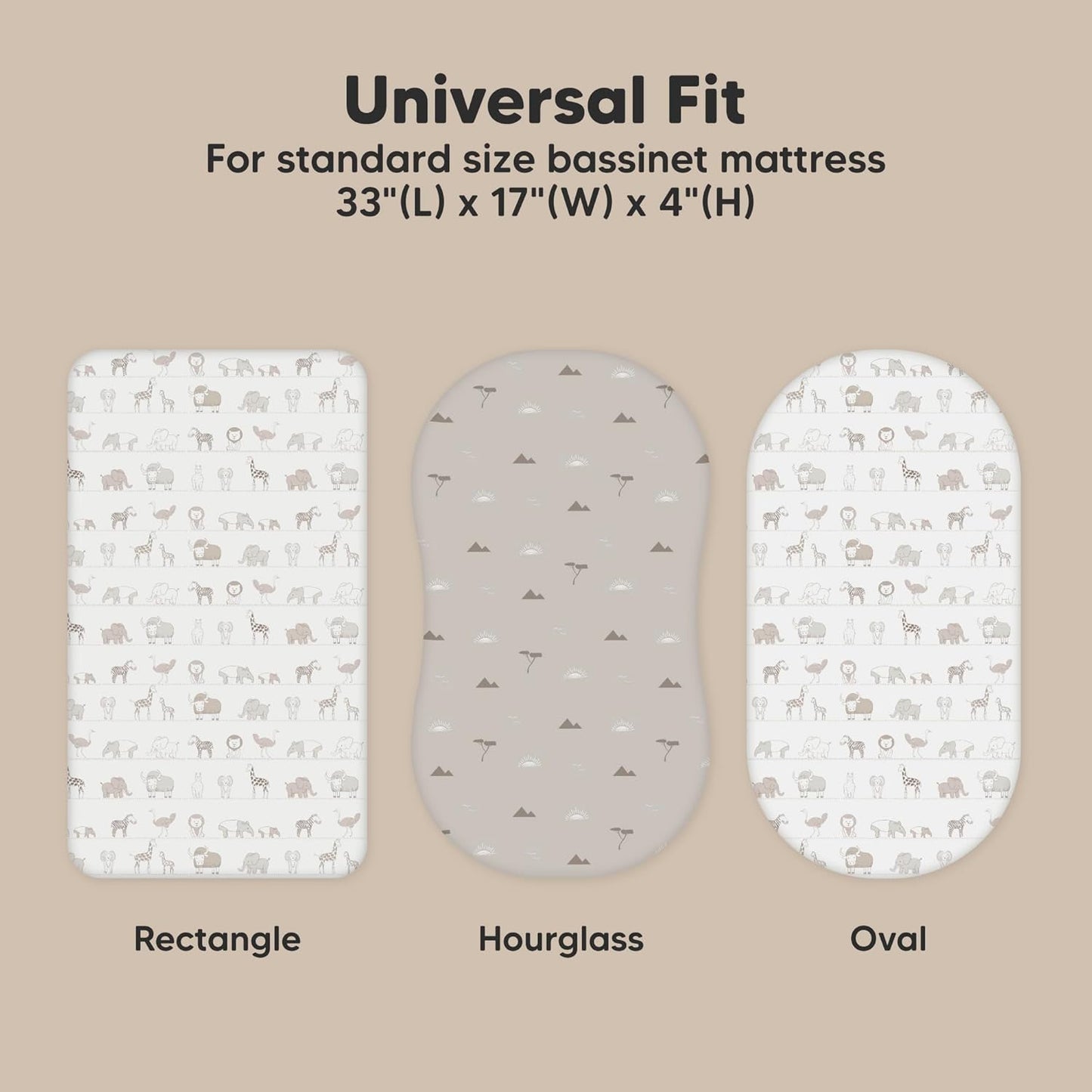 2-Pack Organic Bassinet Sheets for Girls, Boys - 100% Cotton Bassinet Mattress Sheets Compatible with Halo Bassinest Swivel Sleeper, Graco,Baby Delight,Chicco,Unisex Fitted Bassinet Sheets (Savannah)