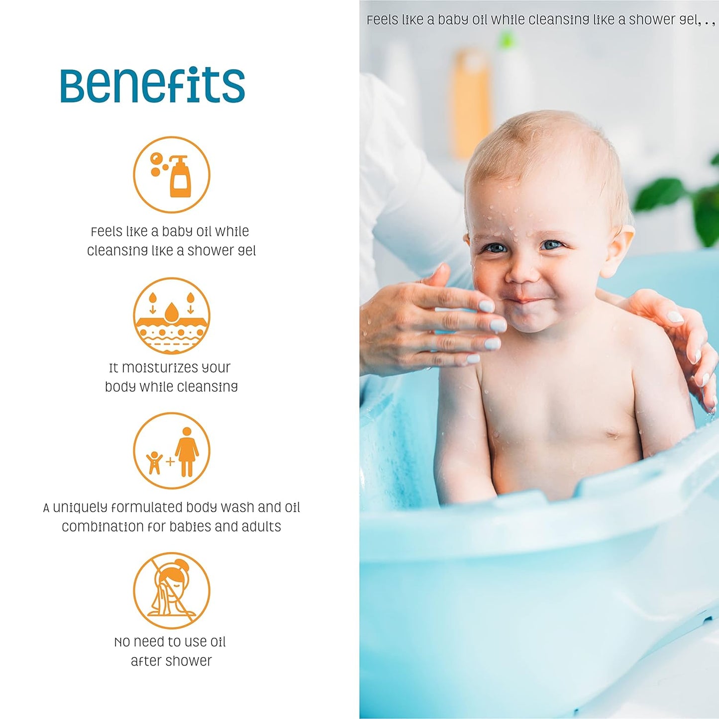 Nature's Baby Gentle Cleansing Bath & Shower Oil Combination For Mom and Baby, Formulated for Dry & Sensitive Skin, No Sulfate, DEA, Preservatives or Paraben, Coconut Pineapple, 4 Oz