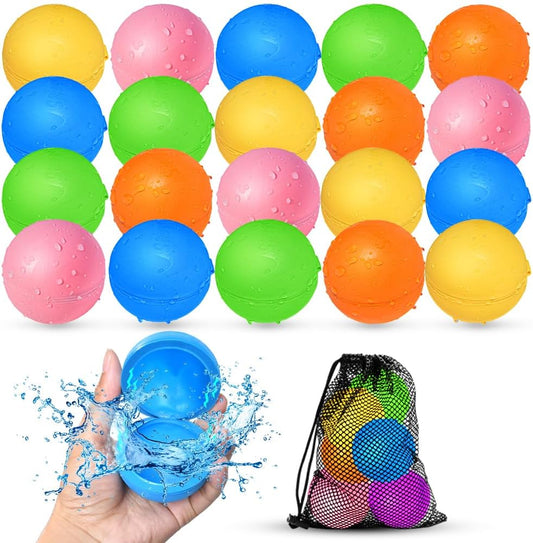 20Pcs Reusable Water Balloons, Summer Water Toys, Magnetic Water Ball for Outdoor Games, Pool Toy, Beach Toys for Kids