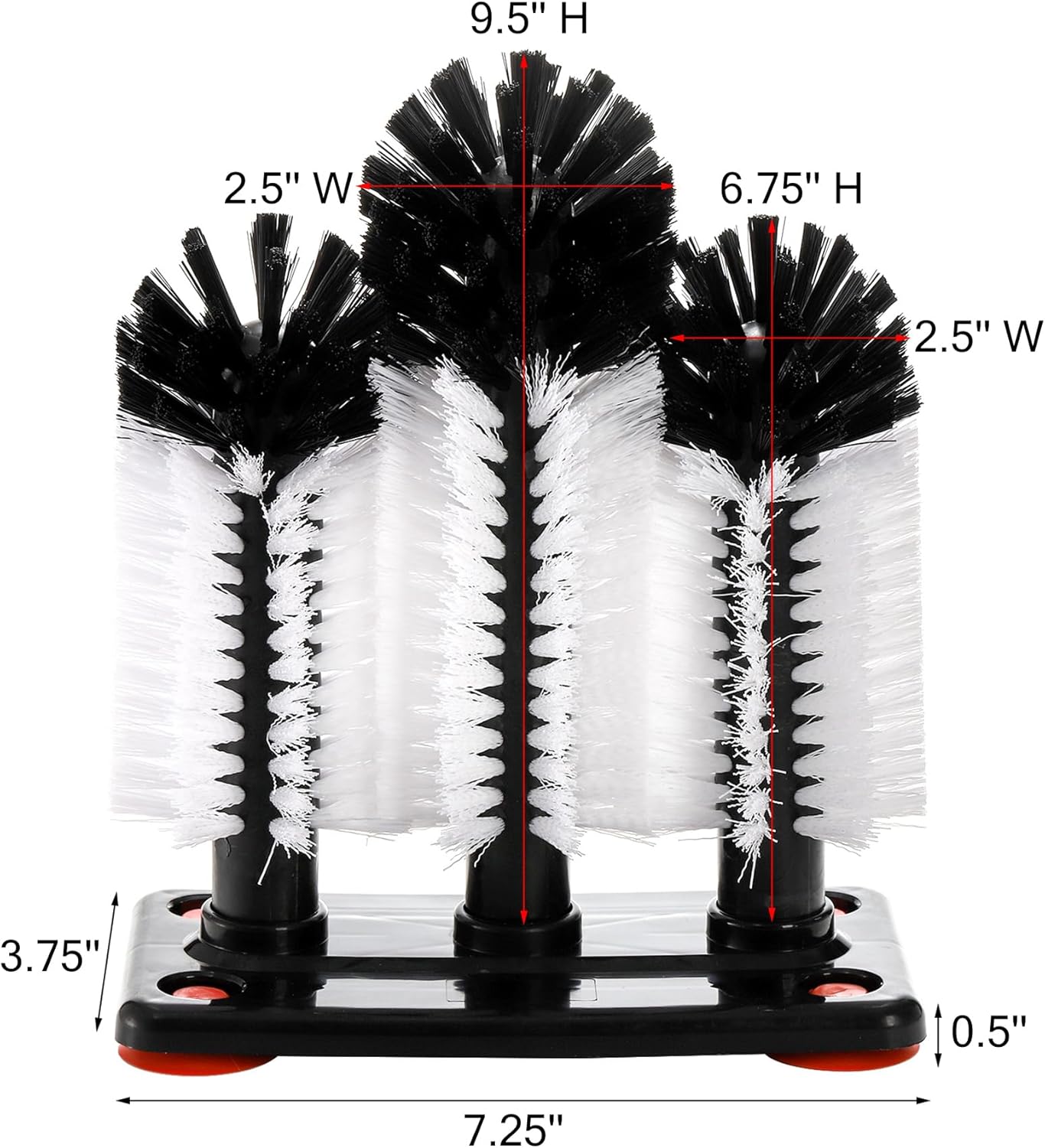 Yesland Water Bottle Cleaning Brush with Suction Base, 3 Head Removable Glass Washer Bristle Brush Cleaner for Long Leg Cup, Beer Cup, Red Wine Glass, Bar, Kitchen, Sink, Home Tools