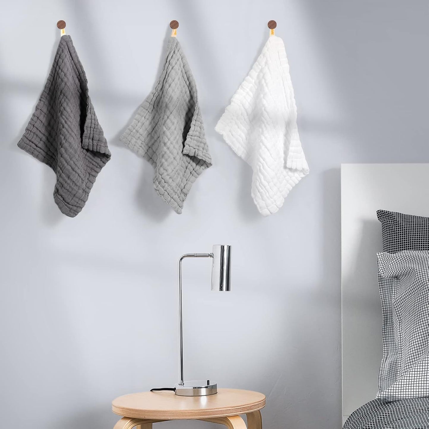 MUKIN Baby Washcloths - Soft Face Cloths for Newborn, Absorbent Bath Face Towels, Baby Wipes, Burp Cloths or Face Towels, Baby Registry as Shower. Pack of 6-12x12 inches (Grey)