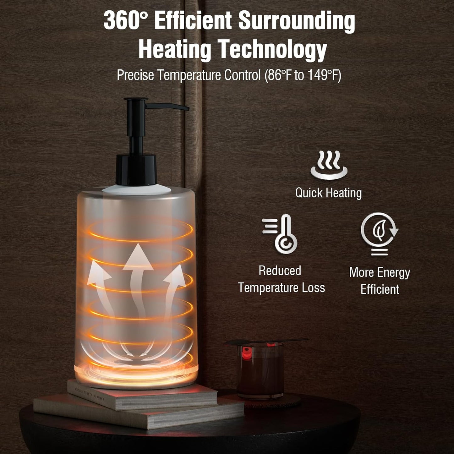 Massage Oil Lotion Warmer, Massage Oil Heater for SPA Massage Therapy and Personal Use, Portable Body Oil Warmer Dispenser with Two Massage Bottles, Adjustable Temperature(86-149°F), Silver