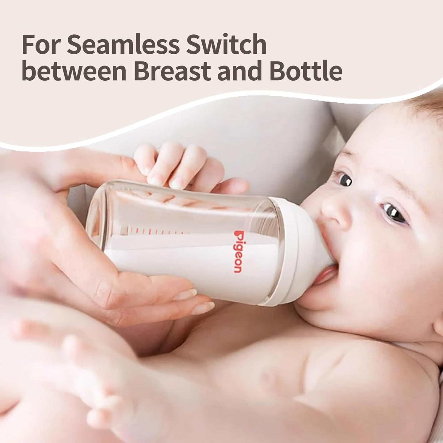 Pigeon Silicone Nipple (Stage 4) with Latch-On Line, Nurture & Nest, Natural Feel, 6+ Months, 3 Counts