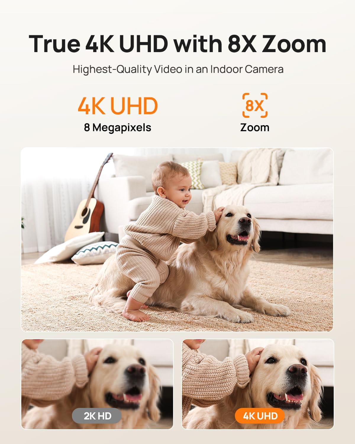 Anona Pano 4K UHD Indoor Camera, Pet/Dog/Baby Security Camera with Phone App, 360° Pan-Tilt, 2.4G/5G Dual-Band Wi-Fi 6, Auto-Tracking, Person/Pet/Baby Crying Detection, Privacy Mode, Two-Way Audio