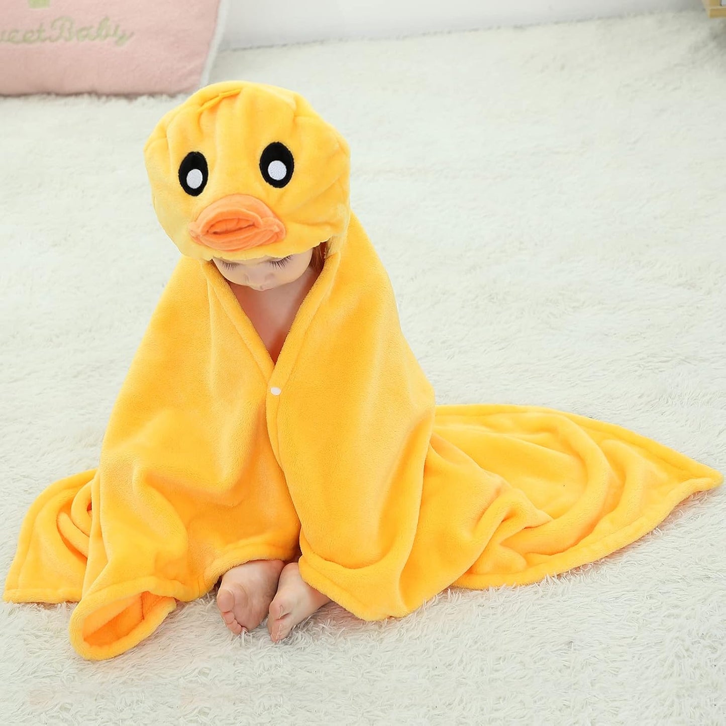 Wearable Blanket Hoodie for Kids Toddlers Hooded Towels Soft Cozy Flannel Wearable Throw Blanket Hoodie for Boys Girls Birthday Gifts (Duck 50 * 40)