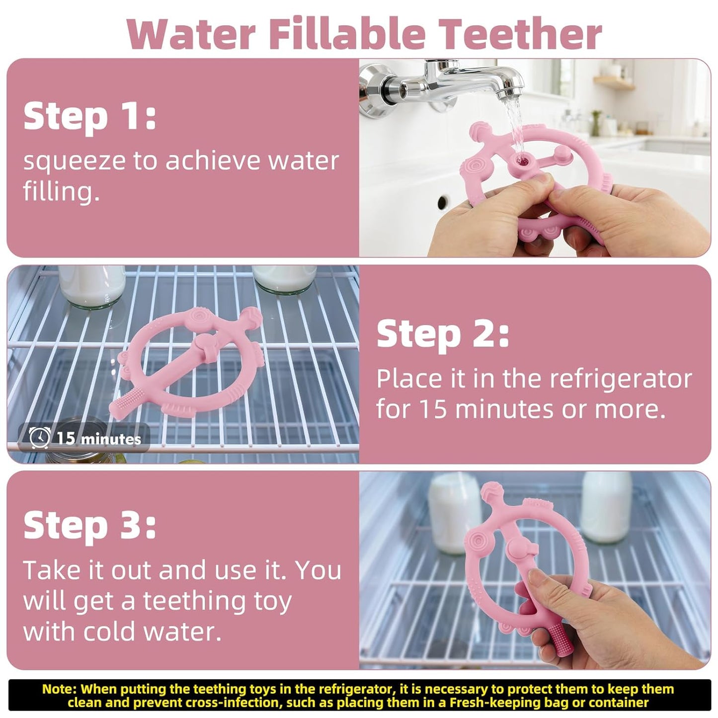 Chuya Baby Teething Toys with Easy-Hold Ring Sticks Baby Teether Toy for 3-6-12-24 Months Babies Infant Cooling Sore Gums Teething Relief, Silicone Sensory Toys BPA Free