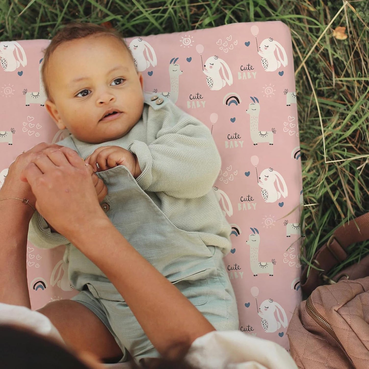 BROLEX Changing Pad Covers for Baby: Boy Girls Ultra Stretchy Soft 2 Pack Elephant Rabbit