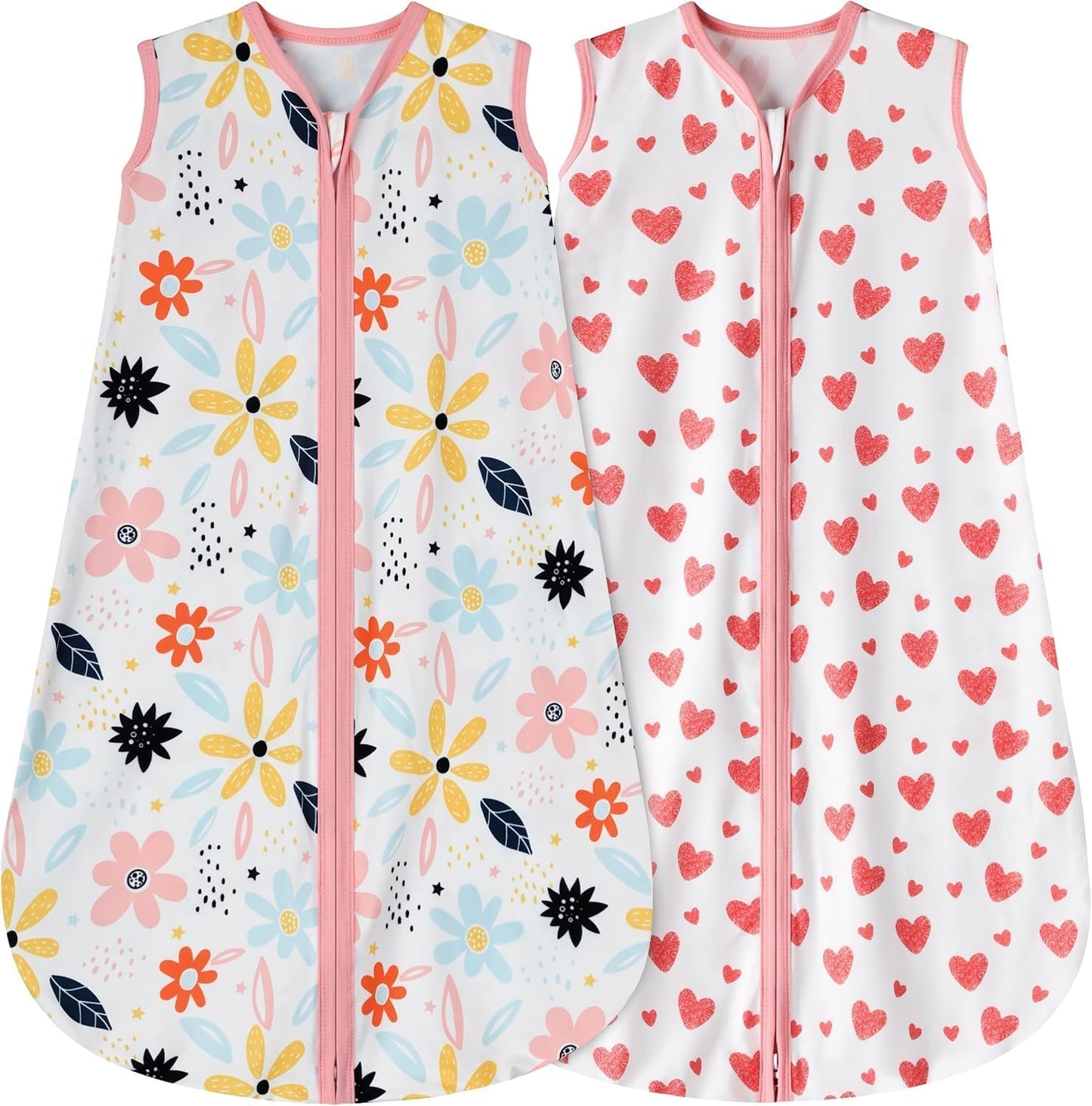 Newborn Sleep Sack Baby Swaddle,0-12 Months,3-Way Adjustable Wearable Blanket,Swaddling Sleeping Bag (Floral&Heart, 6-12 Months)