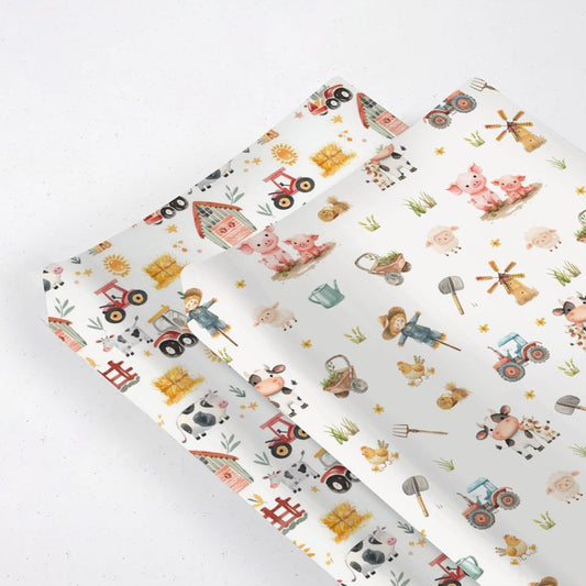 Soft 2 Pack Farm Animal Cow Sheep Pigs Tractor Pattern Baby Changing Pad Covers for Infant Newborn, Unisex Farm Nursery Fitted Diaper Changing Table Pad Mat Sheets for Boys Girls-16x32