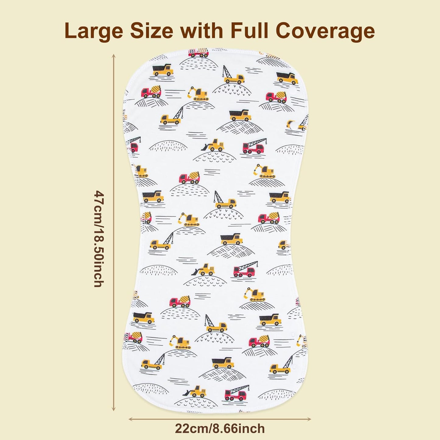 2-in-1 Burp Cloths and Baby Bibs - 6 Pack Large Super Absorbent Soft Cotton Burping Cloths for Spit Up, 3 Layers Thick Baby Burp Rags for Girls & Boys