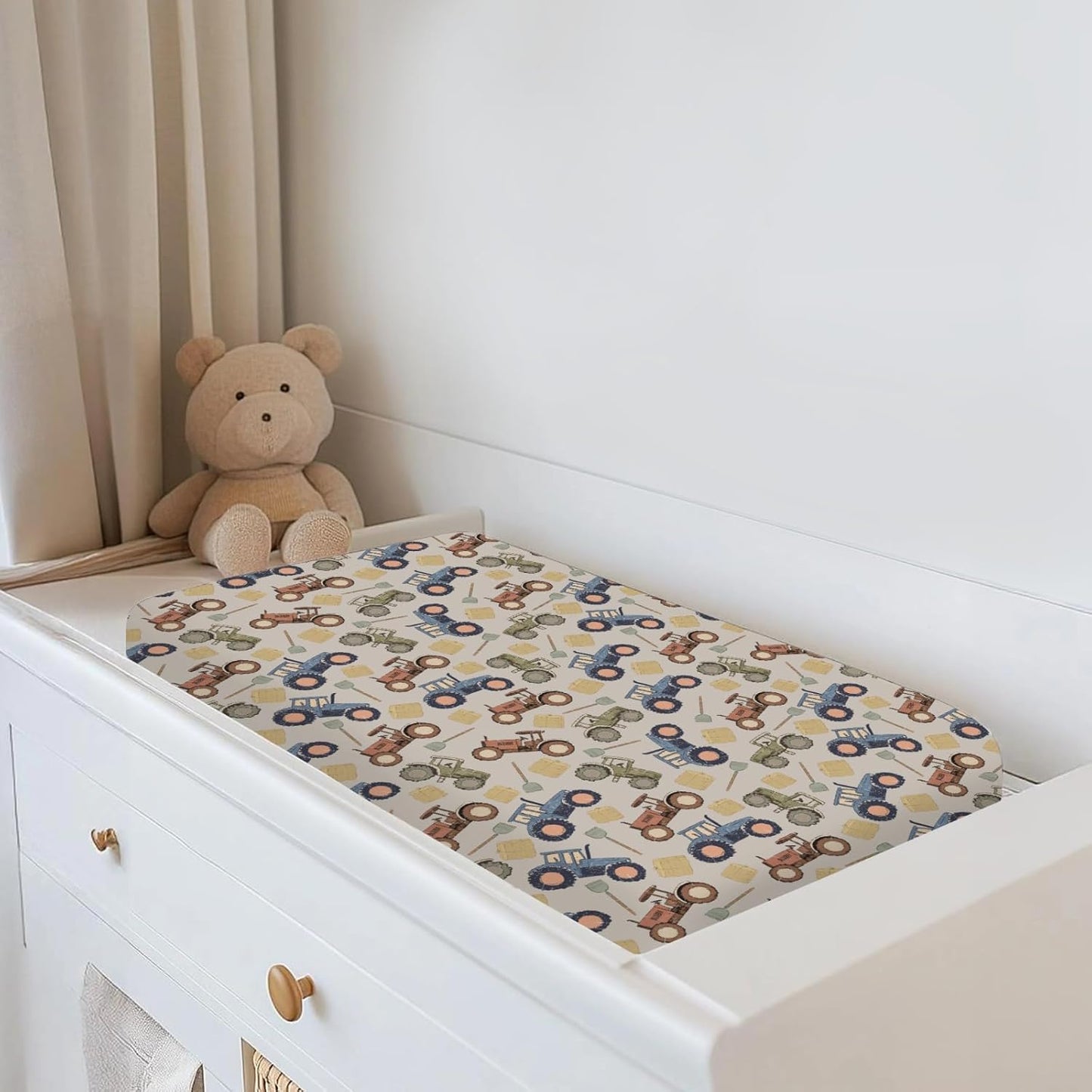 Vintage Tractors Changing Pad Covers for Baby Girls Boys Farm Tractor Harvest Fitted Change Table Pad Mats Farmhouse Trucks Vehicle Soft Diaper Change Table Cover Sheets for 32''×16'' Contoured Pad