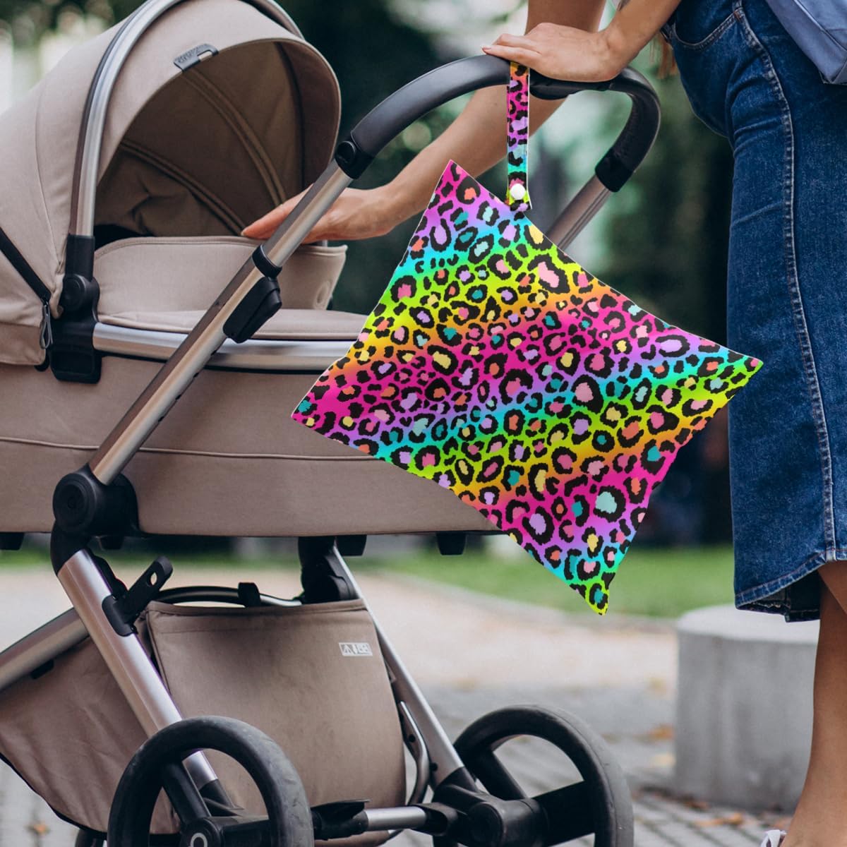 4 Pack Colorful Rainbow Neon Leopard Wet Bag Waterproof Washable Reusable Wet Dry Bag for Swimsuit Clothes Cloth Diaper Travel Pool Yoga Gym Toiletries Gift for Women Friend Bestie Christmas Birthday