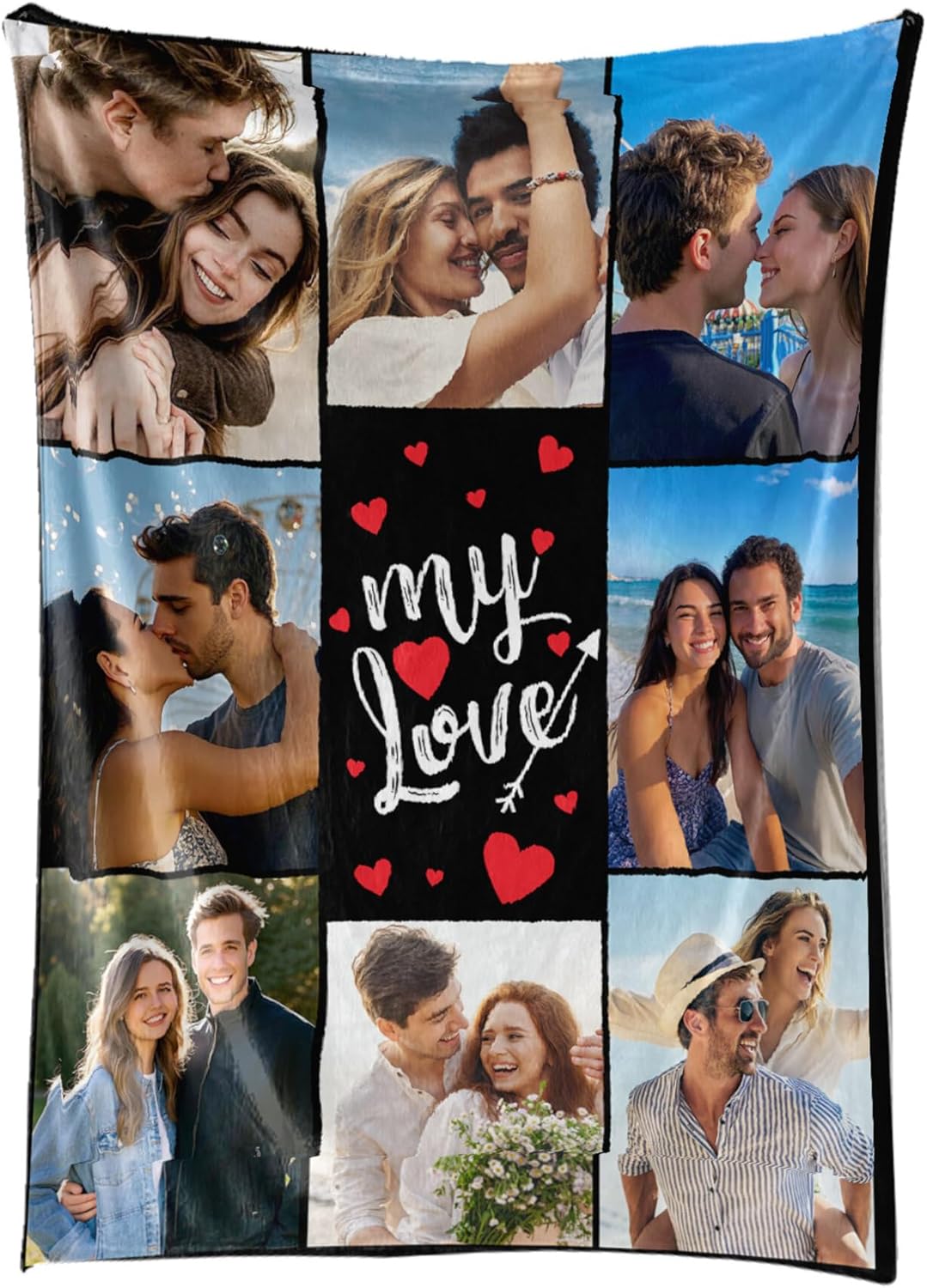 Custom Blanket with Picture Personalized Blanket Customizable Blanket Photo Blankets Customize Valentines Day Gifts for Her Him Girlfriend Boyfriend Wife, 50 * 60in
