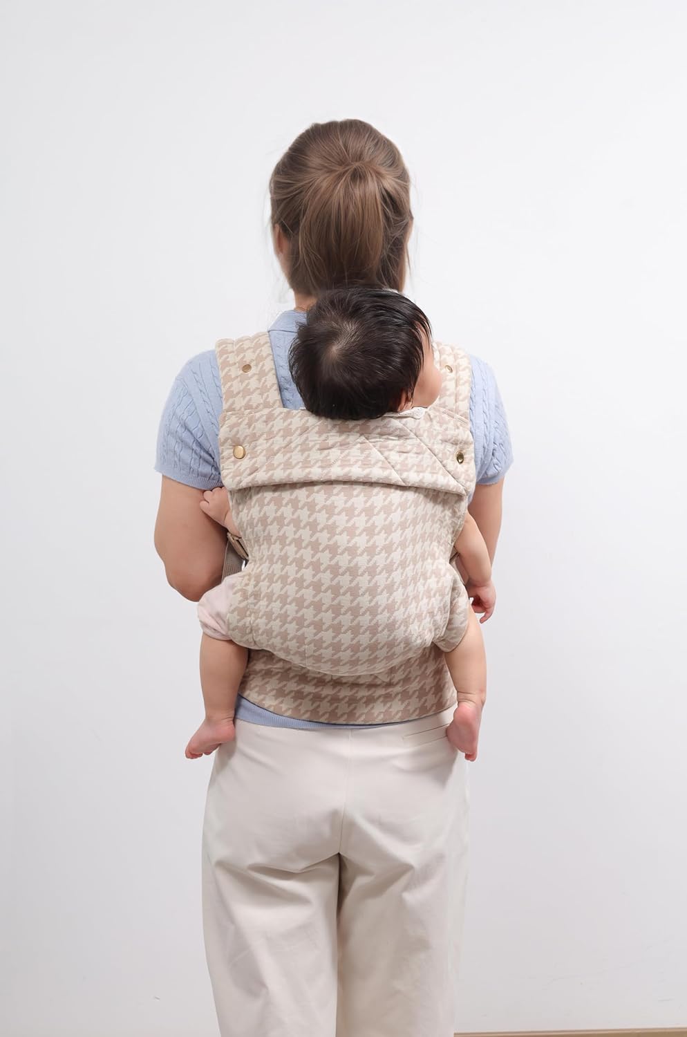 Baby Carrier for Newborns to Toddlers, 2025 Upgraded Houndstooth Adjustable Soft Cotton Linen Carrier, 4-in -1 Lightweight Front and Back Ergonomic Baby Holder Carrier