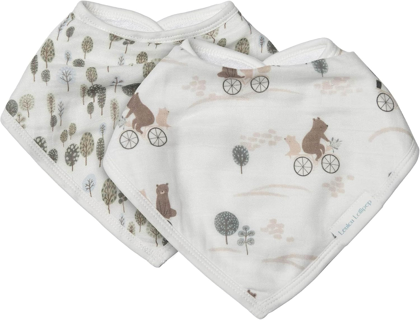 Loulou Lollipop Muslin Bandana Bib Drool Bib Set for Baby Girl and Boy, Adjustable 3 to 36 Months, 2 Pack