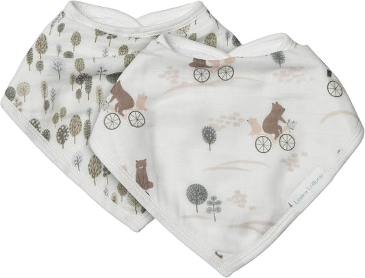 Loulou Lollipop Muslin Bandana Bib Drool Bib Set for Baby Girl and Boy, Adjustable 3 to 36 Months, 2 Pack