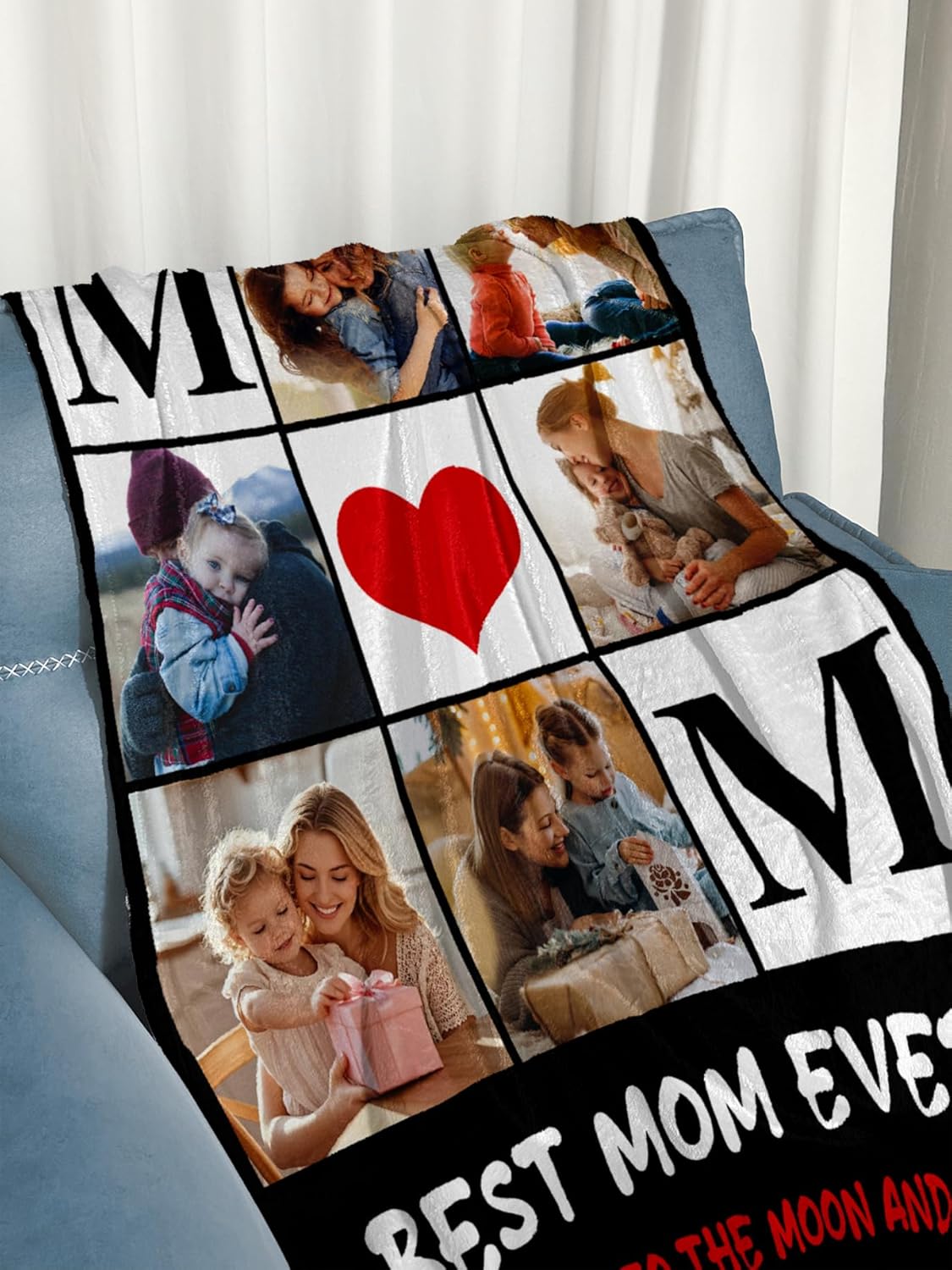 Personalized Mothers Day Blanket Gifts for Mom Custom Flannel Blankets with Photos Pictures Text， Customized Mother's Day Birthday Best Gift for Mom Grandma Wife
