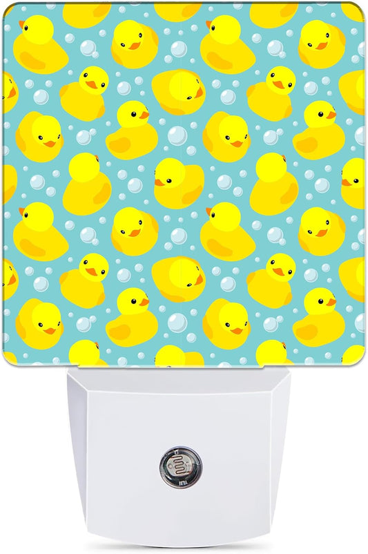 Yellow Rubber Ducks Night Light, Dusk to Dawn Smart Sensor Nightlight for Bedroom Bathroom Kitchen Hallway Stairs Hallway, Plug-in, Energy Efficient Decor Desk Lamp Gifts
