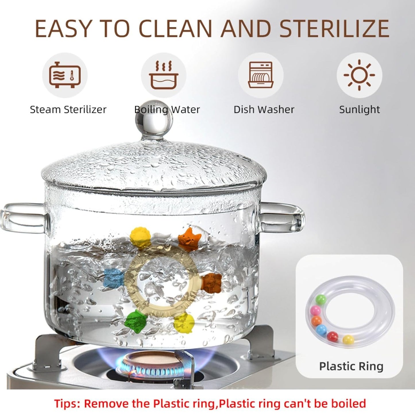 Baby Teething Toys Teething Rings Silicone Teethers for Babies 6-12 Months Baby Rattles & Plush Rings Sensory Toys for Soothing Sore Gums for Newborn Infant Essentials (Animals)