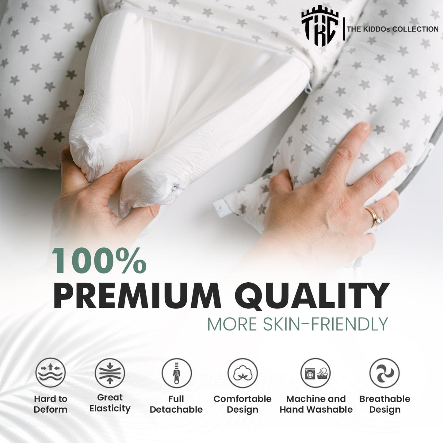 TKC Baby Lounger 0-24 Months | Adjustable Infant Lounger | Breathable Organic Cotton Cover | Reversible, Portable Baby Nest | Includes Bib | Elephant