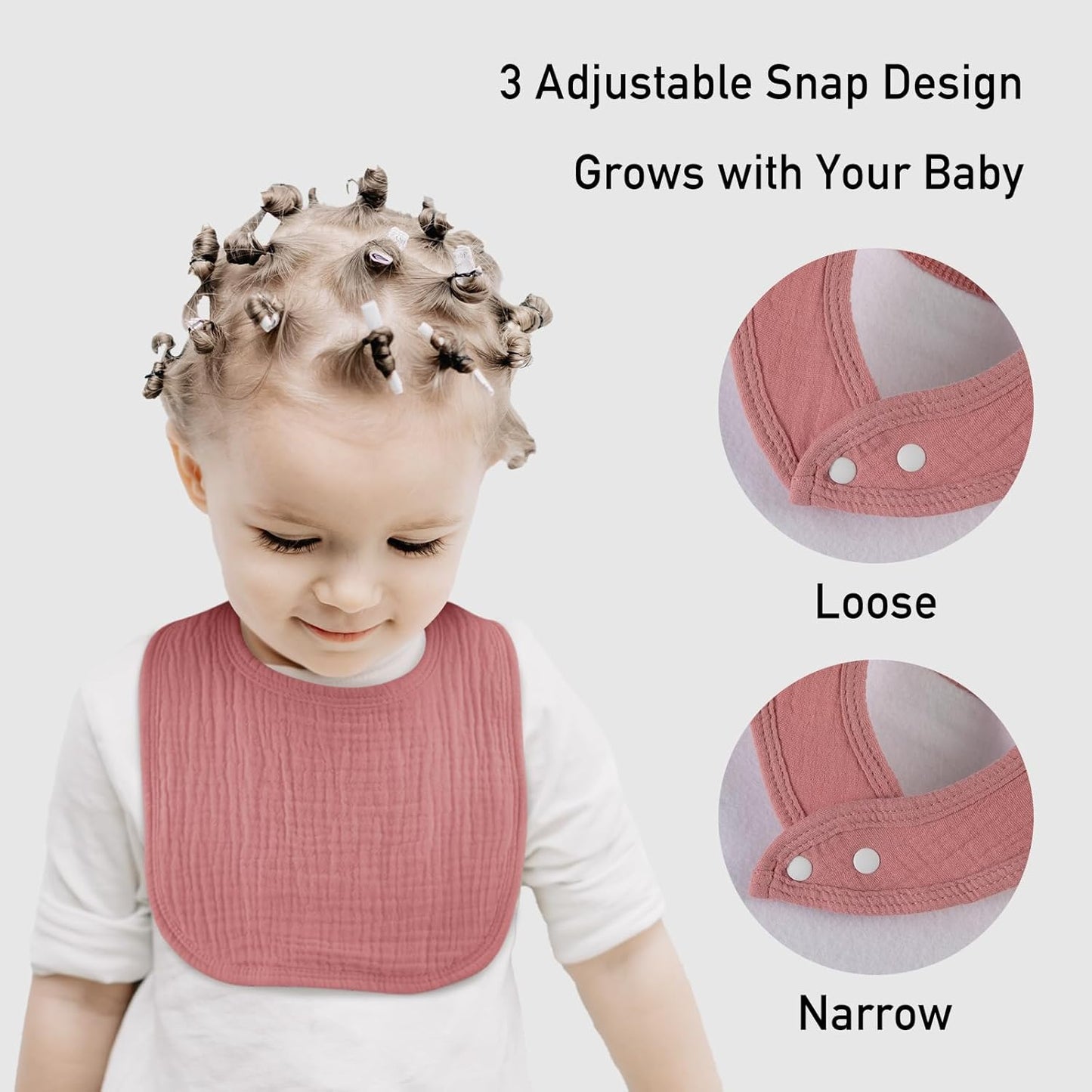 Muslin Baby Drool Bibs for Unisex Boys Girls, 6 Pack Soft Cotton Baby Bib for Teething Drooling, Essentials Shower Gift (6, Pink)
