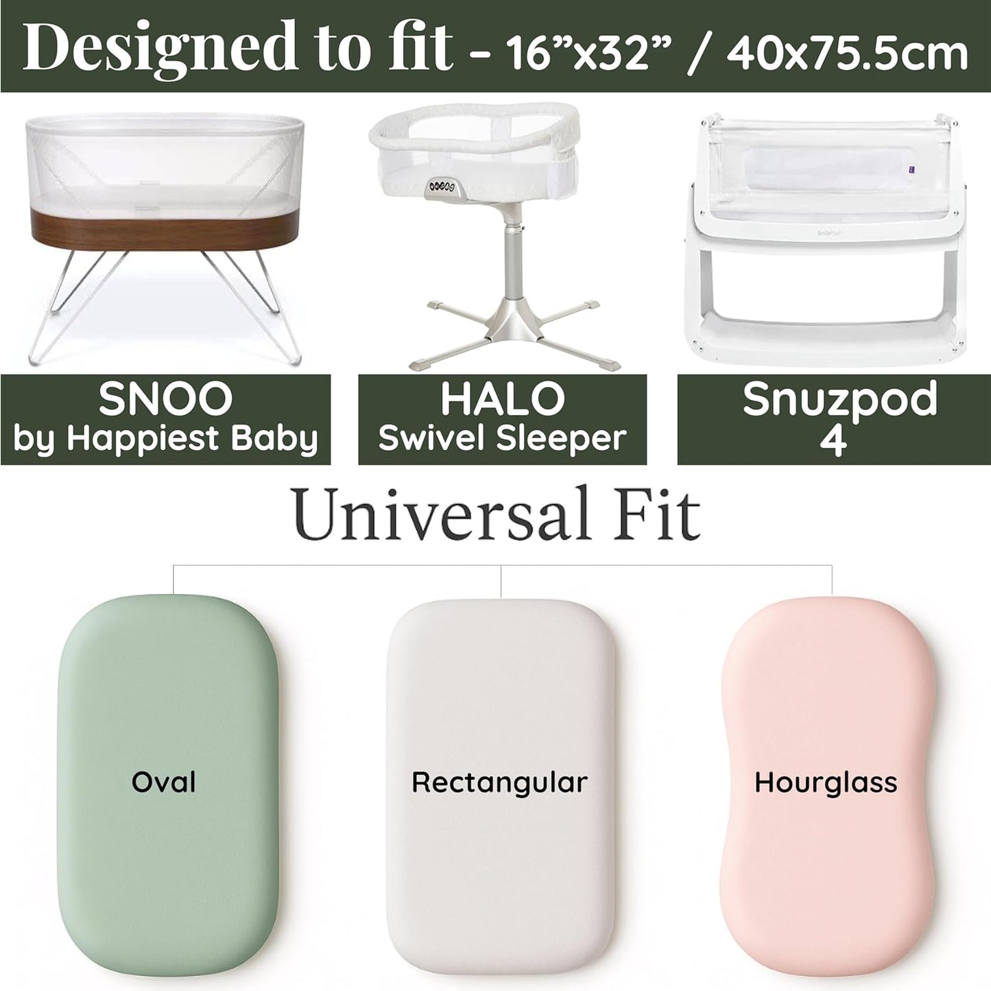 SNOO Compatible GOTS Organic Bassinet Sheets - Aegean Heritage Turkish Cotton 200 GSM - Feel The Quality at First Touch - Halo Bassinet / 100% Cotton SNOO Smart Sleeper Mattress (2 Pack) Boy & Girl