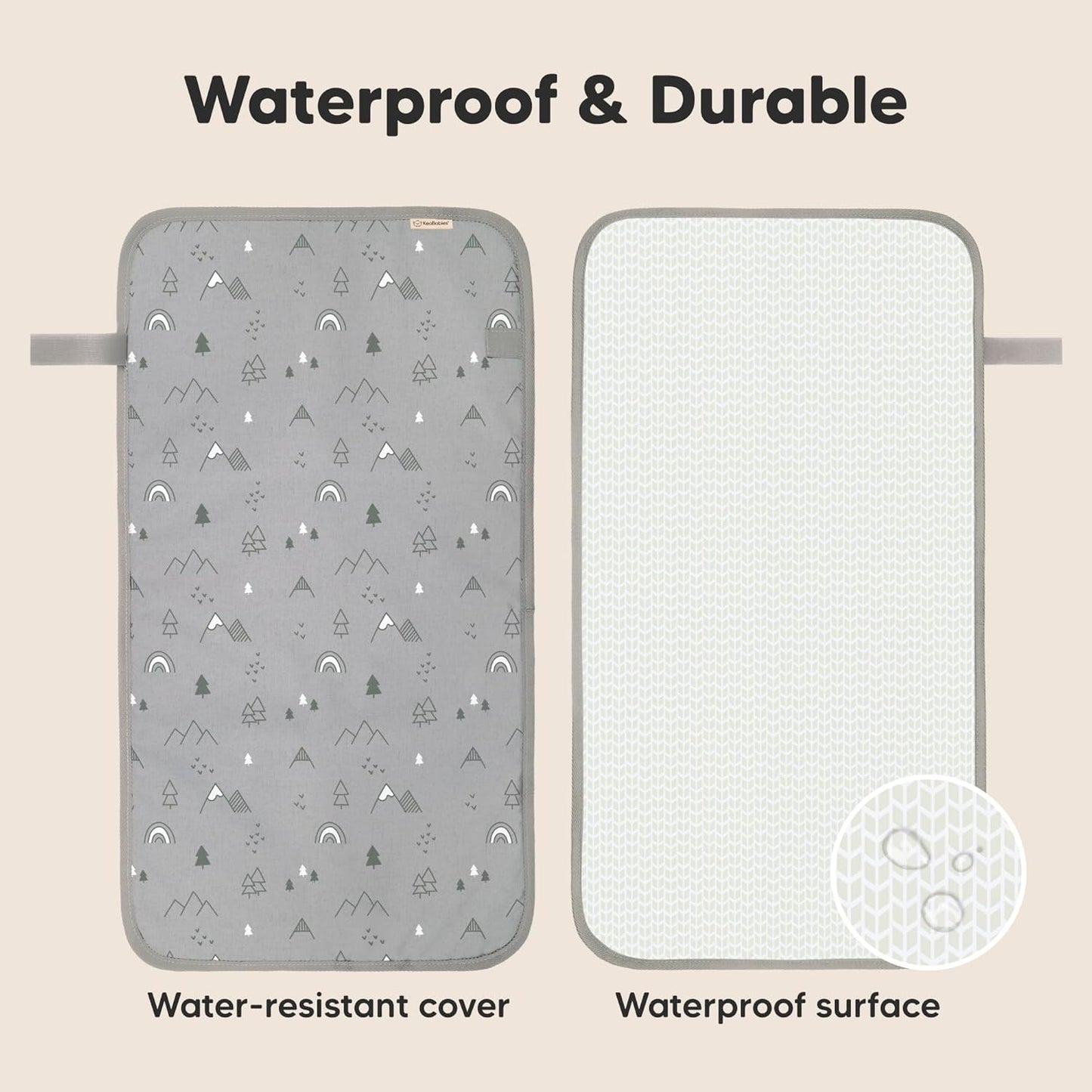 KeaBabies Portable Diaper Changing Pad, Easy Wipe Clean - Foldable Waterproof Baby Changing Mat for Diaper Bag, Compact, Lightweight, 25x13 Newborn, Infant, Baby Changer Travel Essential (Woodland)