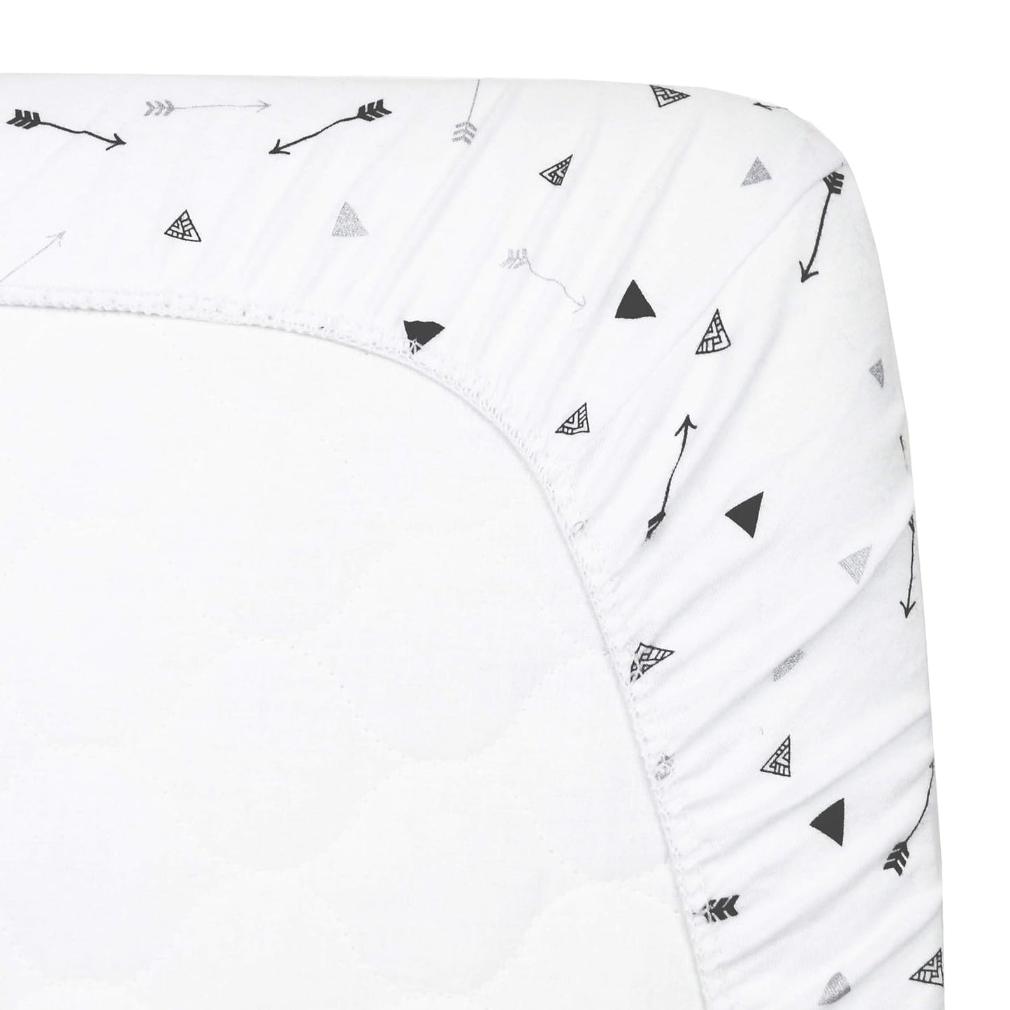 American Baby Company Printed 100% Cotton Knit Fitted Contoured Changing Table Pad Cover - Compatible with Mika Micky Bassinet, Silver Black Arrow, for Boys and Girls