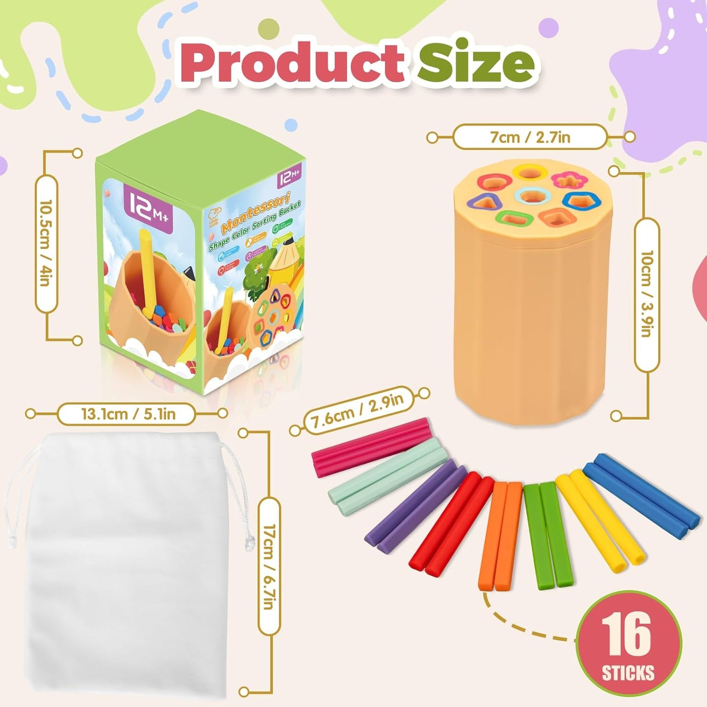 Shape & Color Sorting Montessori Toys for Toddlers 1-3, Soft Silicone Sensory Toys, Preschool Learning Activities Matching Game, Educational Toy for Fine Motor Skills, Travel Gift for Boys and Girls