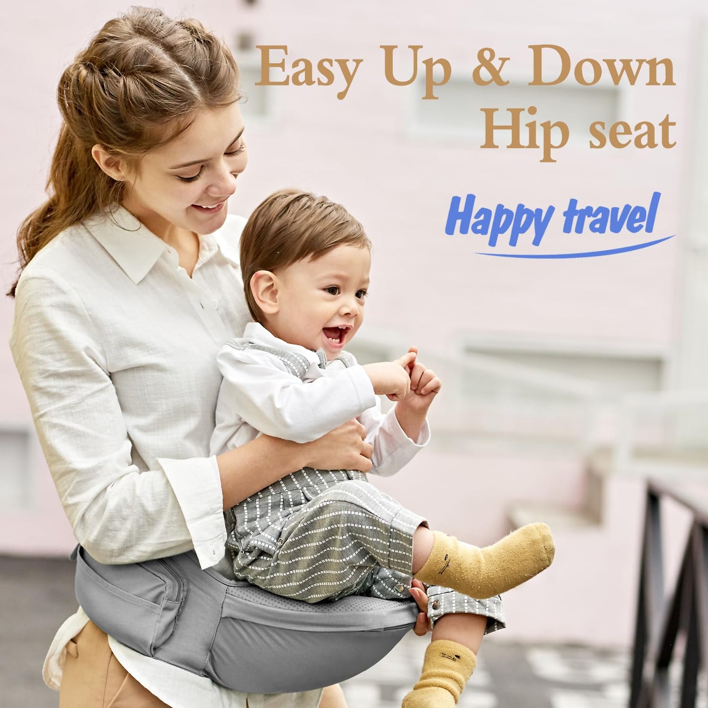 Baby Carrier Newborn to Toddler,12 in 1 Baby Holder Carrier with Adjustable Waist Belt,Baby Carrier with Hip Seat,Safety-Certified Baby Hip Carrier with Foldable Neck Support Pod,Ergonomic-Grey