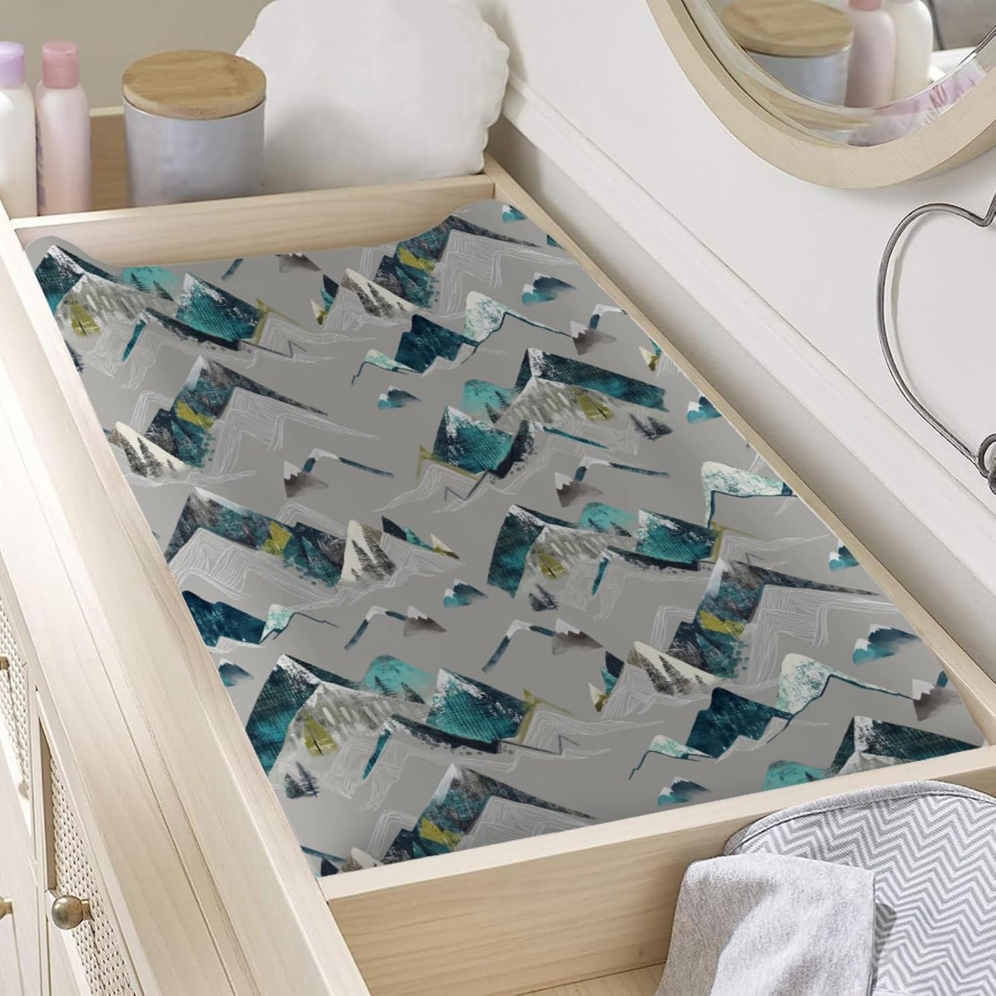 Boho Mountains Baby Changing Pad Covers for Boy Girl 32''x16'' Mountain Range Hiking Wild Fitted Diaper Change Table Mats Mountain Adventure Camping Soft Breathable Nursery Cradle & Bassinet Sheets