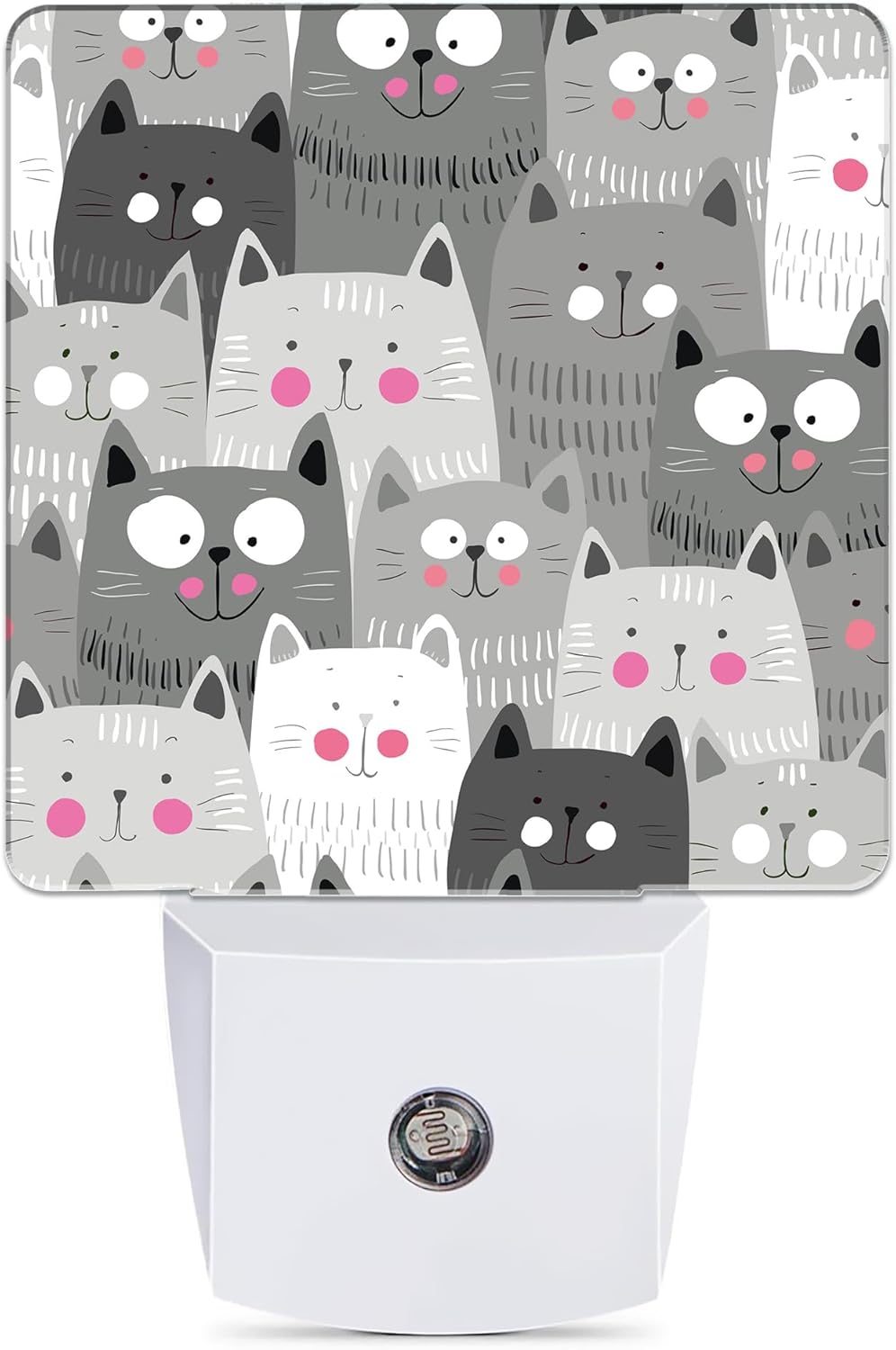 Gray Cartoon Cat Night Light Plug in Wall Lamp Smart Dusk to Dawn Sensor for Home Decorative, Kids Room Bedroom Bathroom Kitchen Hallway Gifts