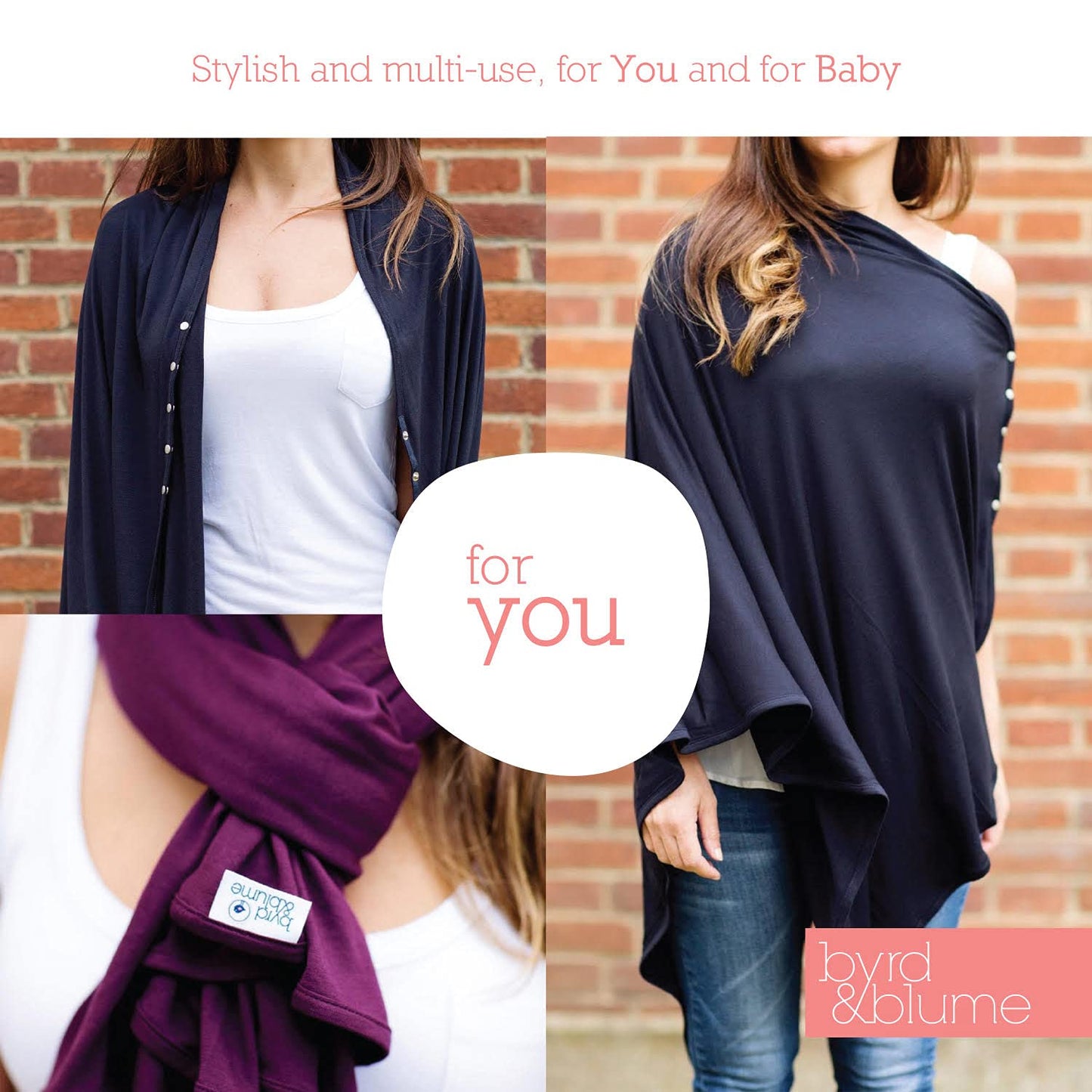 Byrd & Blume Maternity Nursing Cover Breathable Lightweight Breastfeeding Cover Wrap Shawl Scarf Poncho Full 360 (Black, One size)