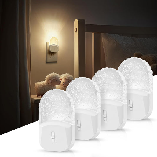 DORESshop LED Night Light, Baby Night Lights[4 Pack], Plug in NightLight with Auto Dusk to Dawn Sensor, Adjustable Brightness NightLights for Kids, Bathroom, Bedroom, Nursery Room, Soft White 3000k