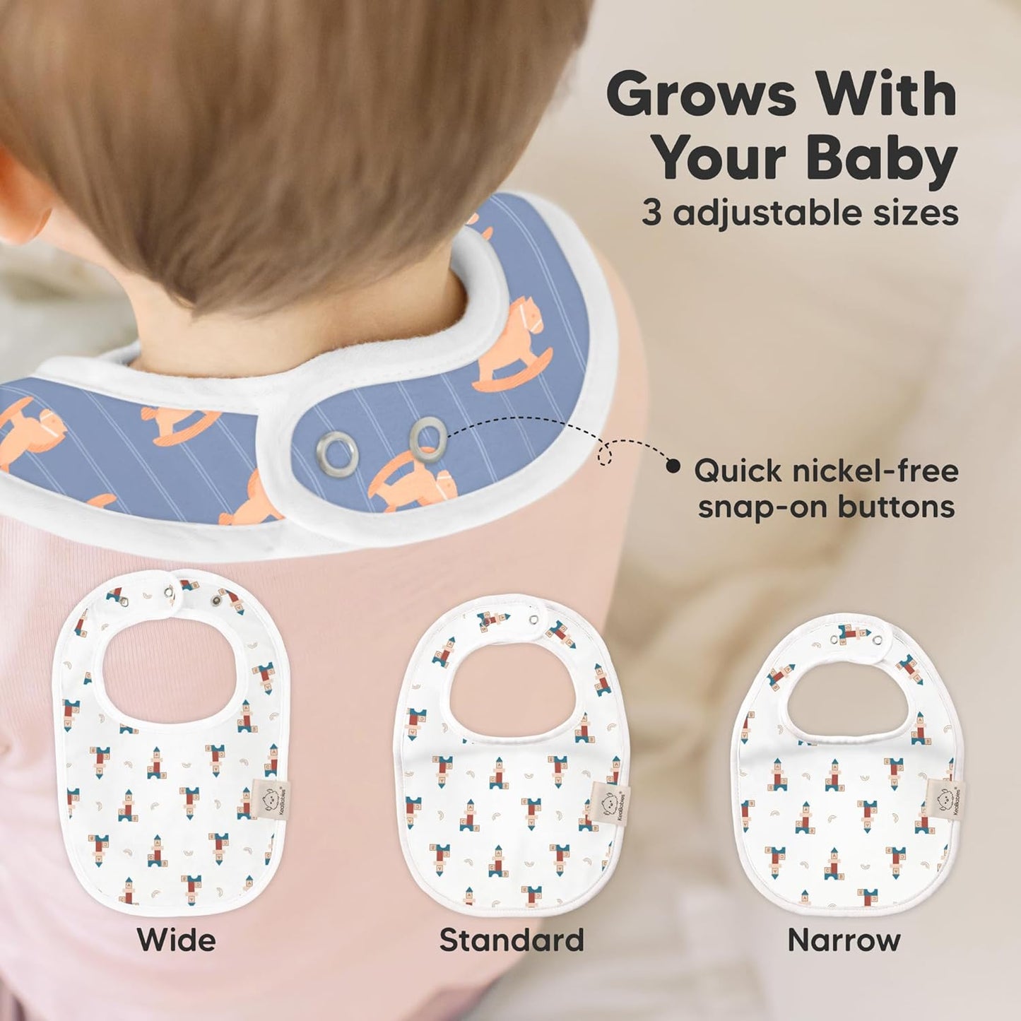 8-Pack Organic Baby Bibs for Boys, Girls - Soft Cotton Drooling and Teething Bibs for Baby Girl & Boy, Extra Absorbent, Easy to Clean & Put On for Toddler, Newborn, Infant 0-24 Months (Toy Land)